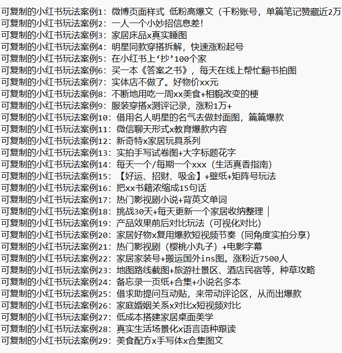 可复制的小红书玩法案例集合（29个优秀案例），持续更新中-案例库社区-六库全书-一研社副业网